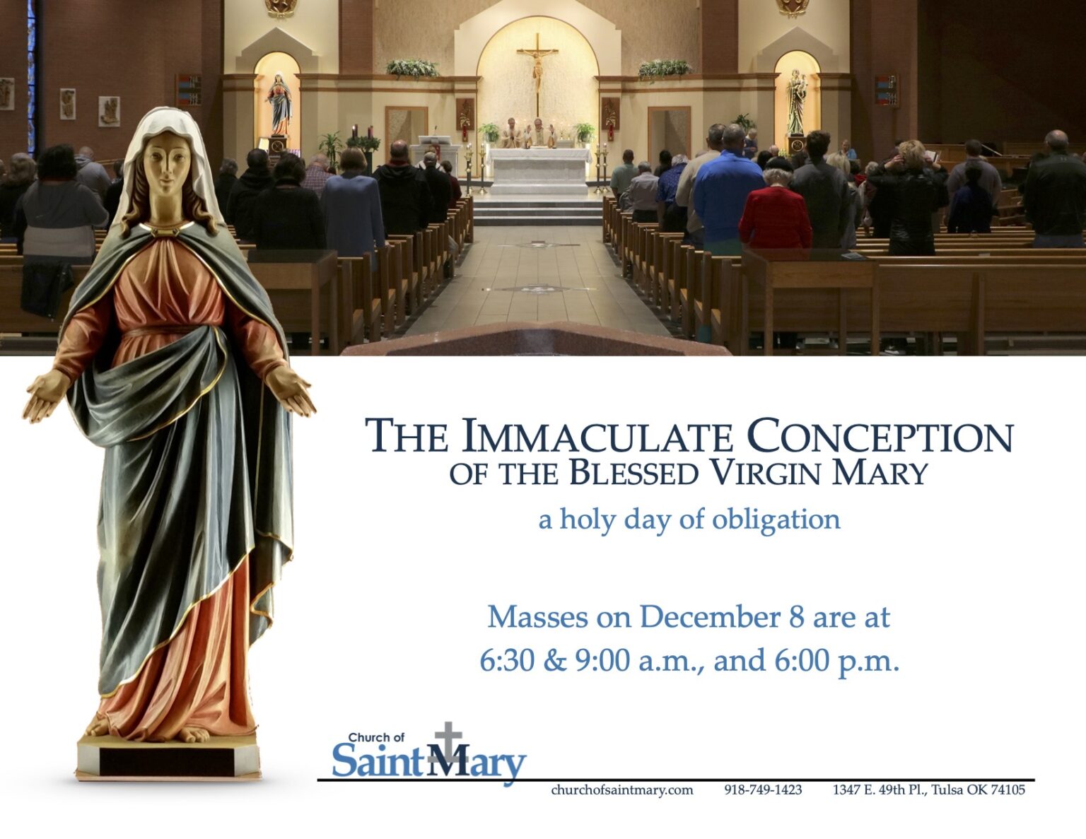 Immaculate Conception holy day Masses CHURCH OF SAINT MARY